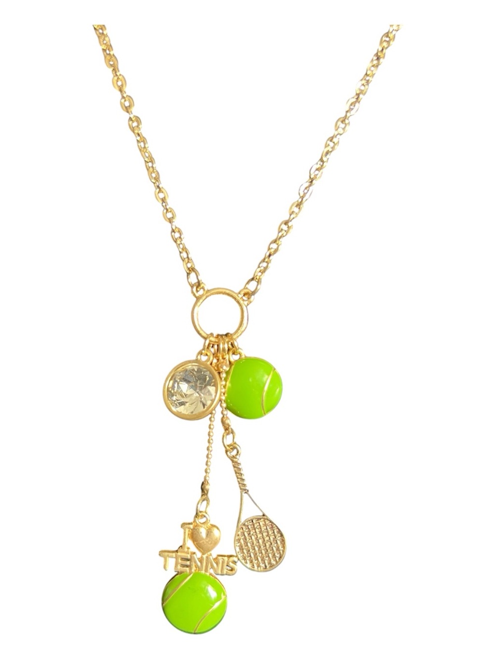 Gold-Tone Tennis Charm Necklace